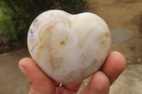 Polished Banded Agate Hearts x 6 From Madagascar