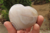 Polished Banded Agate Hearts x 6 From Madagascar