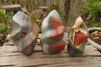 Polished Polychrome Jasper Flames x 3 From Mahajanga, Madagascar