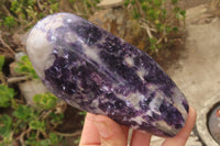 Polished Silver Leaf Lepidolite Standing Free Forms x 3 From Zimbabwe