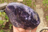 Polished Silver Leaf Lepidolite Standing Free Forms x 3 From Zimbabwe