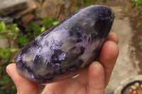 Polished Silver Leaf Lepidolite Standing Free Forms x 3 From Zimbabwe