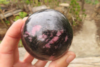 Polished Rhodonite Sphere-Ball x 2 From Ambindavato, Madagascar