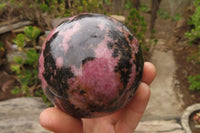 Polished Rhodonite Sphere-Ball x 2 From Ambindavato, Madagascar