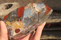 Polished Bloodstone Point-Prism x 1 From Swaziland