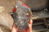 Polished Bloodstone Point-Prism x 1 From Swaziland