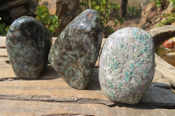 Polished Rare Emerald Mica In Matrix Standing Free Forms x 6 From Mutoko, Zimbabwe