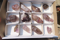 Natural Smokey Window Amethyst Crystals x 12 From Chiredzi, Zimbabwe