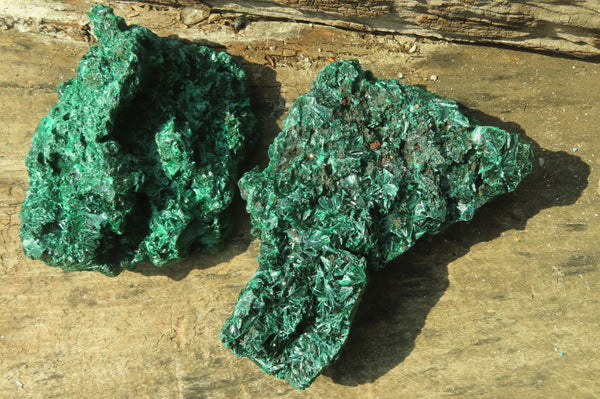 Natural Silky Malachite Specimens x 3 From Congo