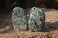 Polished Emeralds In Matrix Standing Free Forms x 6 From Sandawana, Zimbabwe