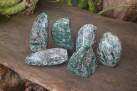 Polished Emeralds In Matrix Standing Free Forms x 6 From Sandawana, Zimbabwe