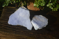 Natural Crystalline Blue Lace Agate Plates x 2 From Namibia