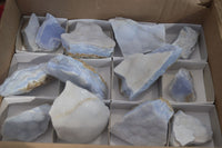 Natural Crystalline Blue Lace Agate Specimens x 12 From Namibia.