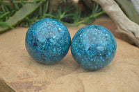 Polished Chrysocolla Conglomerate Spheres x 2 From Congo