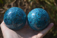 Polished Chrysocolla Conglomerate Spheres x 2 From Congo