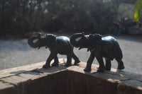 Polished Serpentine Elephant Carvings x 2 From Zimbabwe