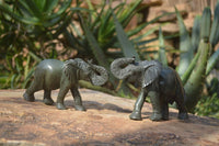 Polished Serpentine Elephant Carvings x 2 From Zimbabwe