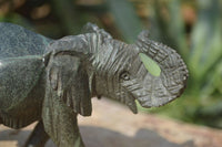 Polished Serpentine Elephant Carvings x 2 From Zimbabwe