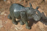 Polished Serpentine Elephant Carvings x 2 From Zimbabwe