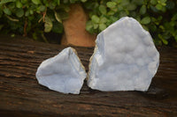 Natural Crystalline Blue Lace Agate Plates x 2 From Namibia