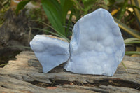 Natural Crystalline Blue Lace Agate Plates x 2 From Namibia