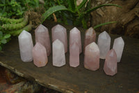 Polished Rose Quartz Points x 12 From Madagascar