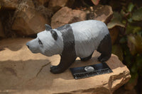 Polished Wonder Stone Panda Carving x 1 From Zimbabwe