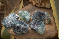 Natural Watermelon Fluorite Cobbed Specimens x 5 From Uis, Namibia