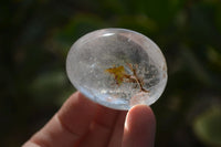 Polished Rock Crystal & Girasol Quartz Palm Stones x 14 From Madagascar