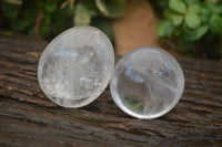 Polished Rock Crystal & Girasol Quartz Palm Stones x 14 From Madagascar