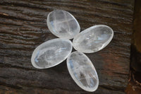 Polished Rock Crystal & Girasol Quartz Palm Stones x 14 From Madagascar