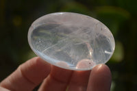 Polished Rock Crystal & Girasol Quartz Palm Stones x 14 From Madagascar