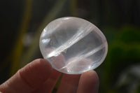 Polished Rock Crystal & Girasol Quartz Palm Stones x 14 From Madagascar