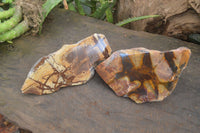 Polished On One Side Nguni Jasper Specimens x 2 From Prieska, South Africa