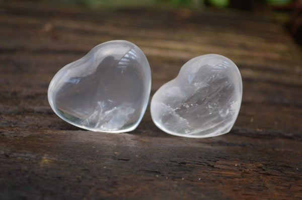 Polished Girasol Pearl Quartz Gemstone Hearts x 35 From Madagascar