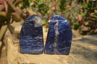 Polished Sodalite Standing Free Forms x 3 From Kunene River, Namibia