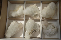 Natural Drusy Quartz Coated Calcite Pseudomorph Specimens x 6 From Lesotho