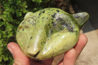 Polished Leopard Stone Cat Face Carvings x 3 From Zimbabwe