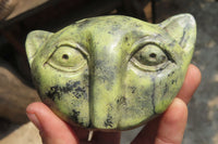 Polished Leopard Stone Cat Face Carvings x 3 From Zimbabwe