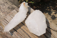 Natural Etched Clear Quartz Crystal Specimens x 2 From Madagascar