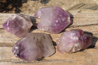 Natural Window Amethyst Quartz Crystals x 4 From Madagascar