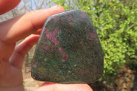 Polished Ruby Corundum In Chrome Verdite Standing Free Forms x 4 From Zimbabwe