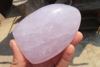 Polished Blue Rose Quartz Standing Free Forms x 3 From Madagascar