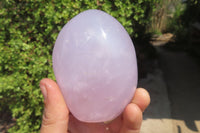 Polished Blue Rose Quartz Standing Free Forms x 3 From Madagascar