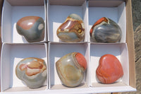 Polished Polychrome Jasper Gemstone Hearts x 6 From Madagascar