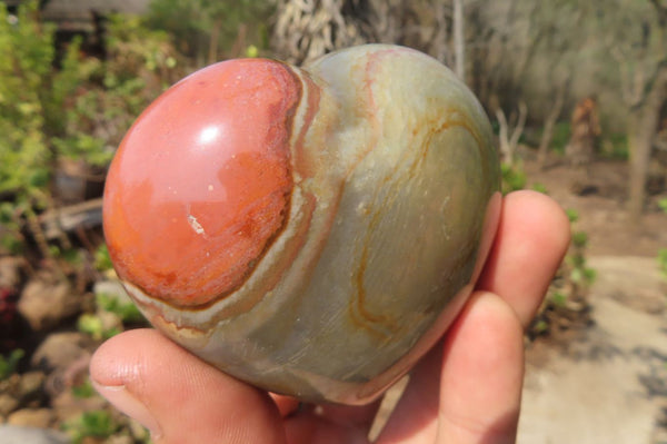 Polished Polychrome Jasper Gemstone Hearts x 6 From Madagascar