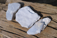 Natural Crystalline Blue Lace Agate Plates x 3 From Namibia