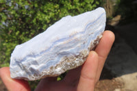 Natural Crystalline Blue Lace Agate Plates x 3 From Namibia