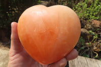 Polished Orange Twist Calcite Gemstone Hearts x 3 From Madagascar