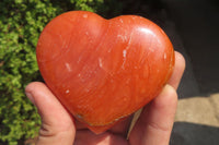 Polished Orange Twist Calcite Gemstone Hearts x 3 From Madagascar